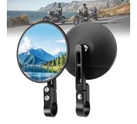 KAOLALI 2PCS Espejos Retrovisores Moto, Homologados Retrovisores Lateral Redondo para Manillar de 22 mm y 25,4 mm, Espejos Moto Universal Giratorio de 360°, 1 Paire, para Scooter Bike ATV