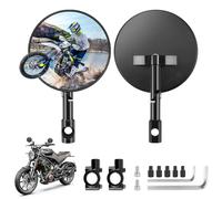KAOLALI Espejo de Moto, Homologación E24, Espejos de Manillar de Moto Ajustable 360°, Espejo para manillar de motocicleta de 7/8" y 22mm, para Scooters, ATVs, Bike, 2 piezas