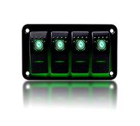 KAOLALI Interruptor de palanca de 4/6 pandillas de encendido y apagado IP65 impermeable 12 V 24 V LED panel de interruptor basculante para barco, RV, coche, camión, remolque, yate (verde)