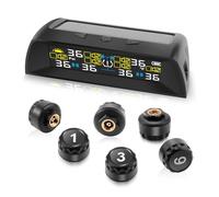 KAOLALI TPMS Sistema de Control de presión de neumáticos, con 6 Modos de Alarma, Carga Solar y Carga USB, con Pantalla LCD a Color y 6 sensores de presión de neumáticos externos, 0-9,9 Bar(0-144PSI)