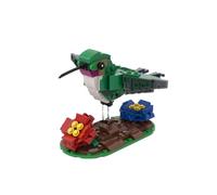 Kaoliscious Bloques de construcción de animales de colibrí de garganta rubí, kit de ladrillos MOC para adultos para construir con base, bloques modulares de animales para decoración de escritorio para