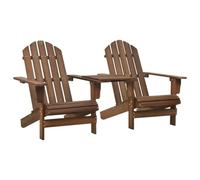 Kaorsrow Adirondack - Silla de jardín con mesa (madera de abeto) | Banco doble ergonómico con práctico estante central para aperitivos y vasos en terraza, balcón o jardín.