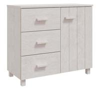 Kaorsrow HAMAR - Aparador (90 x 40 x 80 cm, madera maciza), color blanco | Zapatero y aparador para sala de estar y dormitorio con 1 puerta, 3 cajones y estante estable