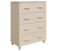 Kaorsrow Hamar - Cómoda (madera de pino maciza, 79 x 40 x 103,5 cm), color | Cajonera estrecha con 4 cajones para dormitorio y pasillo, madera de pino color miel con estante resistente.