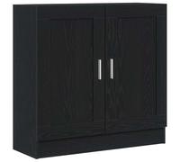 Kaorsrow Librería negra efecto roble 82,5 x 30,5 x 80 cm | Armario de pie compacto con 2 puertas y 4 compartimentos para sala de estar y dormitorio. Soporta hasta 60 kg.