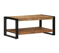 Kaorsrow Mesa de centro 90 x 50 x 38 cm madera maciza mango mesa de café | Mesa auxiliar robusta de madera de mango y hierro para sala de estar y dormitorio. Soporta hasta 60 kg.