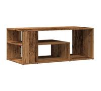 Kaorsrow Mesa de centro con aspecto de madera envejecida, 100 x 50 x 40 cm | Mesa de sofá plana para sala de estar con estante abierto para revistas y cuerpo resistente de madera marrón.