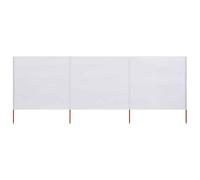 Kaorsrow Parabrisas de 3 piezas, 400 x 80 cm, de tela no tejida con estacas de madera, protección visual plegable y paravientos para playa, jardín y camping, color blanco arena