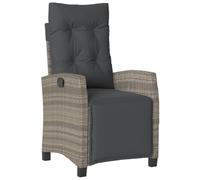 Kaorsrow Sillón de jardín con función reclinable regulable gris polirratán | Cómoda tumbona para terraza y balcón con reposapiés continuo y fundas de fácil cuidado para exteriores.