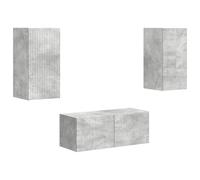 Kaorsrow TV Lowboard Set de 2 piezas montado en la pared madera hormigón | Armarios colgantes con efecto hormigón que ahorran espacio para salas de estar y habitaciones juveniles