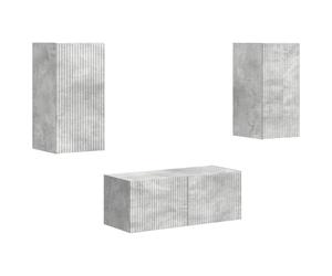 Kaorsrow TV Lowboard Set de 2 piezas montado en la pared madera hormigón | Armarios colgantes con efecto hormigón que ahorran espacio para salas de estar y habitaciones juveniles
