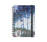 KAOS Agenda diaria 2023 en espiral, 12 meses con planificador, tamaño mediano de 12 x 18,6 cm, manta de cartón, banda elástica plana, marcapáginas, sin PVC, Monet Pioppi, P000591