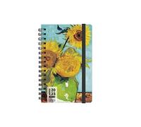 Kaos Agenda semanal 2023 con espiral - 12 meses con planificador - Pocket 9 x 14 cm - Para viajes en casa o oficina universitaria - cubierta de cartón elástica plana, marcador - Van Gogh Girasoli