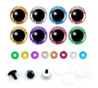 KAOTPO, 32 ojos de seguridad para ganchillo de 25 mm con arandelas brillantes de colores, así como ojos para ganchillo y ojos amigurumi. Un total de 8 colores para ojos de peluche.