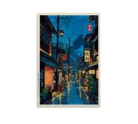 KAOTRPZH Japanese Tokiyo Tea House Canvas Wall Art Japanese City Street Cafe Scene Picture Print Modern Ukiyo-e Decor Poster Arte de Pared Impresión de Imagen Moderna Decoración de Habitación Familiar