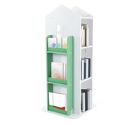 KAPIPALA Estantería para niños giratoria de 4 niveles, 360°, pequeña en forma de casa, estantería para almacenamiento de juguetes, organizador para dormitorio, salón, estudio, 41 x 41 x 95 cm