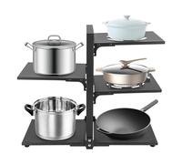 KAPIPALA Organizador de ollas y sartenes, estante organizador de sartén ajustable, estante organizador de pan para armario, este producto organiza cubiertos, especias