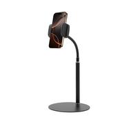KAPIPALA Soporte para teléfono móvil con brazo flexible de cuello de cisne de 15 cm y cabezal esférico giratorio 360°, soporte para teléfono móvil compatible con 4,6-10,5 pulgadas, soporte para