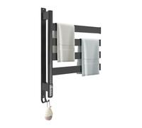 KAPIPALA Toallero eléctrico de acero inoxidable con rotación de 180°, 90 W, con 4 brazos giratorios e indicador LED, control inteligente, termostato inteligente, calentador de toallas, 48 x 64 cm
