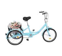 KAPIPALA Triciclo de una marcha para adultos, 20 pulgadas, plegable, triciclo para adultos, personas mayores, mujeres y hombres, bicicleta de carga de 3 ruedas con cesta de la compra