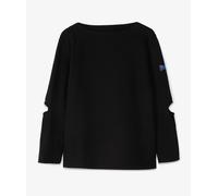 KAPITAL 16/- Densed Jersey Elbow-Rip Boatneck T-Shirt Negro