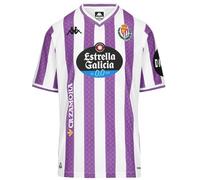 Kappa 2026 Home Real Valladolid - Camiseta 1ª Equipación 25/26 - Diseño de Calidad y Estilo Deportivo - Tejido Kombat - Corte Regular - Manga Corta y Cuello en V - White/Violet M