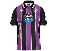 Kappa 2026 Home Real Valladolid - Camiseta 2ª Equipación 25/26 - Diseño de Calidad y Estilo Deportivo - Tejido Kombat - Corte Regular - Manga Corta y Cuello Polo - Black/Violet/White 12Y