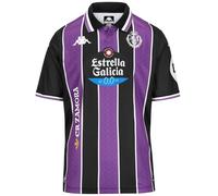 Kappa 2026 Home Real Valladolid - Camiseta 2ª Equipación 25/26 - Diseño de Calidad y Estilo Deportivo - Tejido Kombat - Corte Regular - Manga Corta y Cuello Polo - Black/Violet/White S