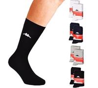 Kappa 6 pares de calcetines de algodón elástico, altura a la pantorrilla, para hombre y mujer, negro, blanco, gris, 6 PARES GRIS, 45-47