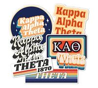 Kappa Alpha Theta - Hoja de calcomanías con temática de los años 70 para laptop, botella de agua, coche, Theta (hoja completa - 70's)