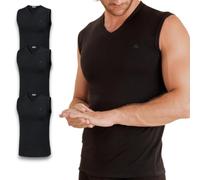 Kappa Camiseta de tirantes para hombre, de algodón elástico, cuello en V, paquete de 3, Negro , XL