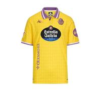 Kappa Camiseta Oficial Real Valladolid 2025/2026 Yellow/Violet/White SPONSOR2 | Tecnología Hydro-Way Protection, Tejidos Reciclados y Logotipos Termofusionados | 4XL