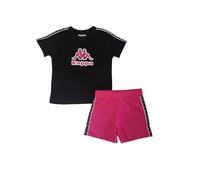 Kappa Camiseta y pantalón corto de jersey de algodón, 160 g Gráfica y logo Omini, estampados con glitte Cinta tejida con banda, Talla 10 Y
