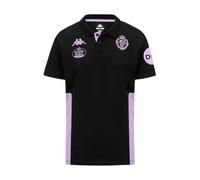 Kappa MINDITTI Real Valladolid | Polo de Entrenamiento cómodo y de Alto Rendimiento | Color: Black/Violet Sheer/Sponsor 1 | Ideal para Cualquier Actividad Deportiva | 2XL