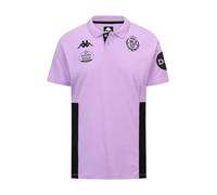 Kappa MINDITTI Real Valladolid | Polo de Entrenamiento Que Ofrece Confort y Estilo | Color: Violet Sheer/Black/Sponsor Entrenamientos | 14Y