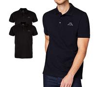 Kappa Polo para hombre Venist, paquete de 2 unidades, talla M - 5XL, polo con impresión del logotipo, polo básico para hombre, polo de manga corta para deporte, ocio y oficina, Negro , XXL