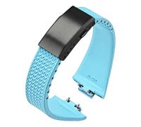 KAPPDE Correa de caucho fluorado para Tissot PRX Series Super Player, 35mm, 40mm, FKM, hebilla plegable de liberación rápida, correa de reloj de 11mm y 12mm(Light blue02,12mm)