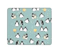 KAPPTYY Alfombrilla de mouse grande con estampado de pingüino y copo de nieve con globo, alfombrilla de escritorio para salas de juegos, oficinas en casa