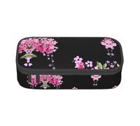 KAPPTYY Beautiful Flowers - Estuche original de alta capacidad, organizador de bolígrafos grande, suministros estéticos portátiles para adultos, Black, Talla única, Organizador de bolsas