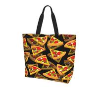 KAPPTYY Bolsa de hombro con estampado 3D de pizza para mujer, grande, reutilizable, bolso de mano de moda para viajes y compras