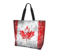 KAPPTYY Bolso de hombro con estampado retro de la bandera de Canadá para mujer, grande, reutilizable, bolso de moda para viajes y compras