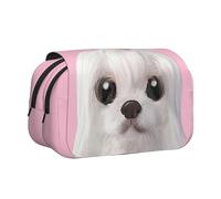 KAPPTYY Bonito estuche para lápices con estampado de perro maltés, práctica caja de almacenamiento para bolígrafos o marcadores de acuarela, Black, Talla única, Organizador de bolsas