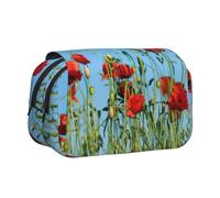 KAPPTYY Estuche con estampado de amapolas en el cielo para lápices, práctica caja de almacenamiento para bolígrafos o marcadores de acuarela, Black, Talla única, Organizador de bolsas