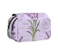 KAPPTYY Estuche con estampado de lavanda para lápices, práctica caja de almacenamiento para bolígrafos o marcadores de acuarela, Black, Talla única, Organizador de bolsas
