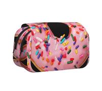 KAPPTYY Estuche con estampado de rosquillas de fresa para lápices, práctica caja de almacenamiento para bolígrafos o marcadores de acuarela, Black, Talla única, Organizador de bolsas