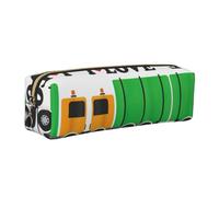 KAPPTYY Estuche de cuero con cremallera con estampado de camiones de basura con texto en inglés "I Love Garbage Trucks", bonito estuche para bolígrafos para niños y niñas, suministros de vuelta a la