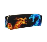 KAPPTYY Estuche escolar de cuero con estampado de dragones de hielo y fuego con cremallera, bonito estuche para bolígrafos para niños y niñas, suministros de regreso a la escuela, Gold, Talla única