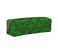 KAPPTYY Estuche escolar de cuero con estampado de purpurina para el día de San Patricio con cremallera, bonito estuche para bolígrafos para niños y niñas, suministros de regreso a la escuela, Gold