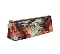 KAPPTYY Estuche escolar de mármol mixto marrón con apertura amplia, ligera y espaciosa, bolsa de lápices con cremallera, White, Talla única, Organizador de bolsas