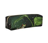 KAPPTYY Estuche escolar de piel con estampado de rana de árbol de la paz con cremallera, bonito estuche para bolígrafos para niños y niñas, suministros de regreso a la escuela, Gold, Talla única